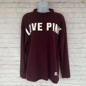 Love pink Victoria’s Secret burgundy pullover sweater size SP
